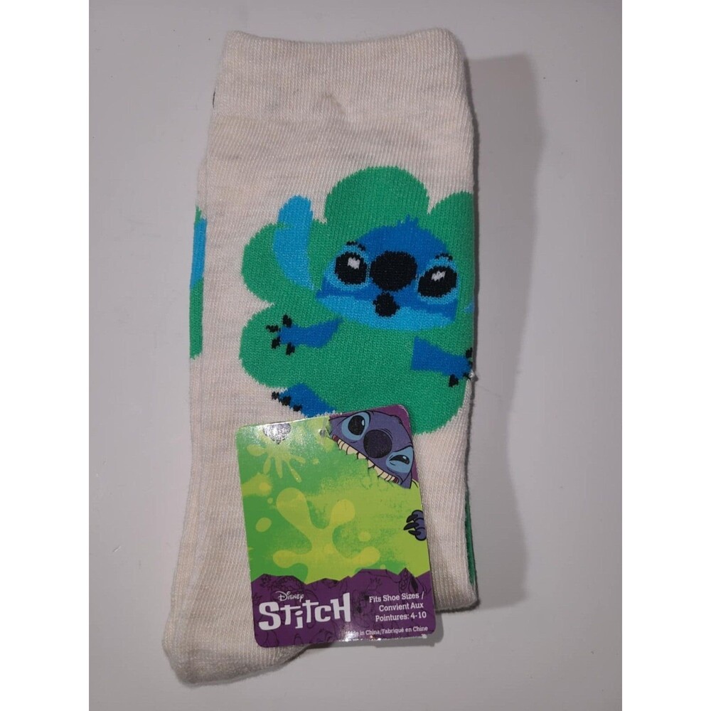 Disney Stitch St. Patrick's Day Socks – Clover Design (Size 4-10) NEW NWT